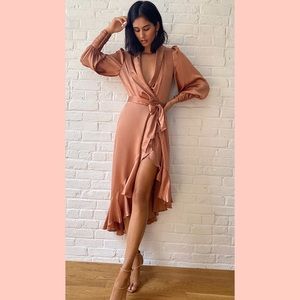 ZIMMERMANN SILK WRAP MIDI DRESS-Biscuit, Size0